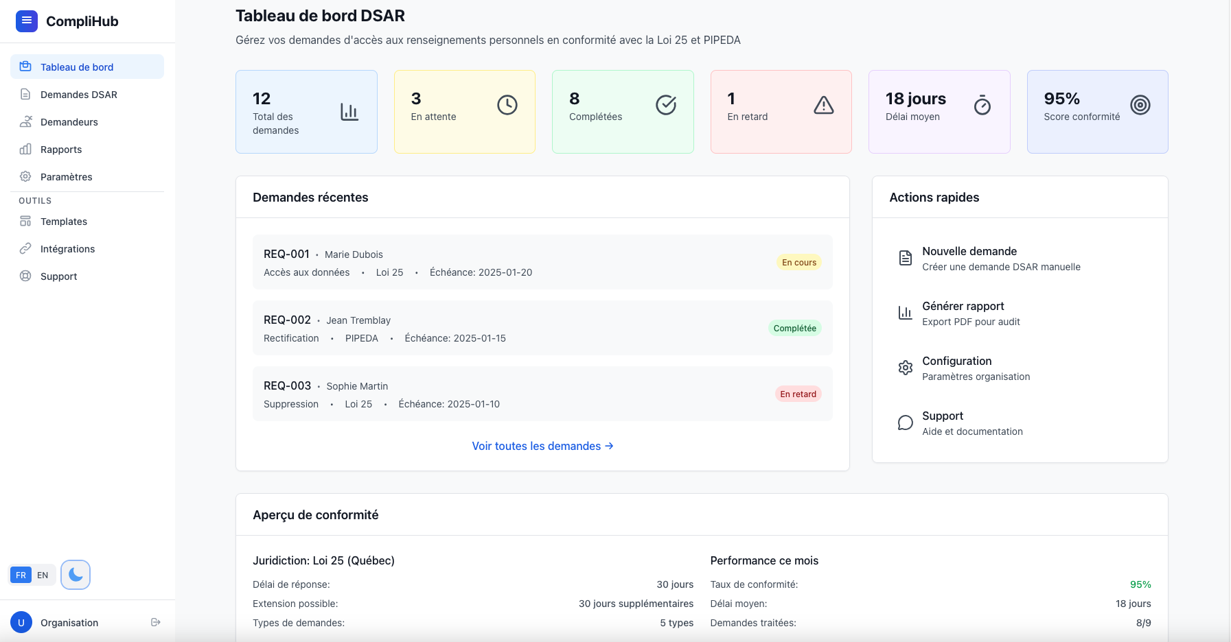 CompliHub - Gestion de la confidentialité (Loi 25)